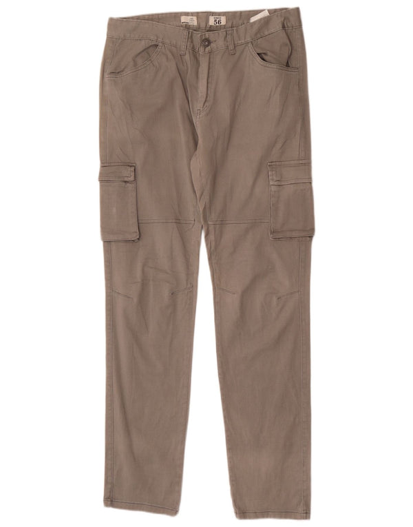 Calça cargo slim masculina Brugi IT 50 grande W34 L34 algodão cinza
