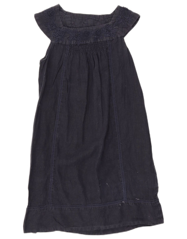 Vestido feminino Zara sem mangas evasê UK 12 médio azul marinho