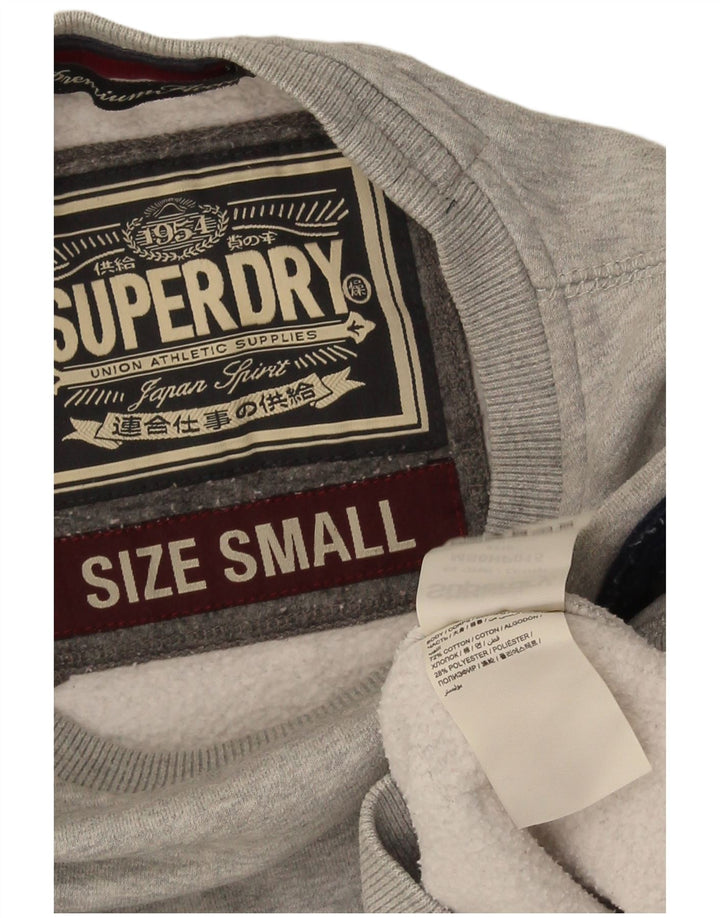 Superdry moletom gráfico masculino jumper pequeno algodão manchado cinza