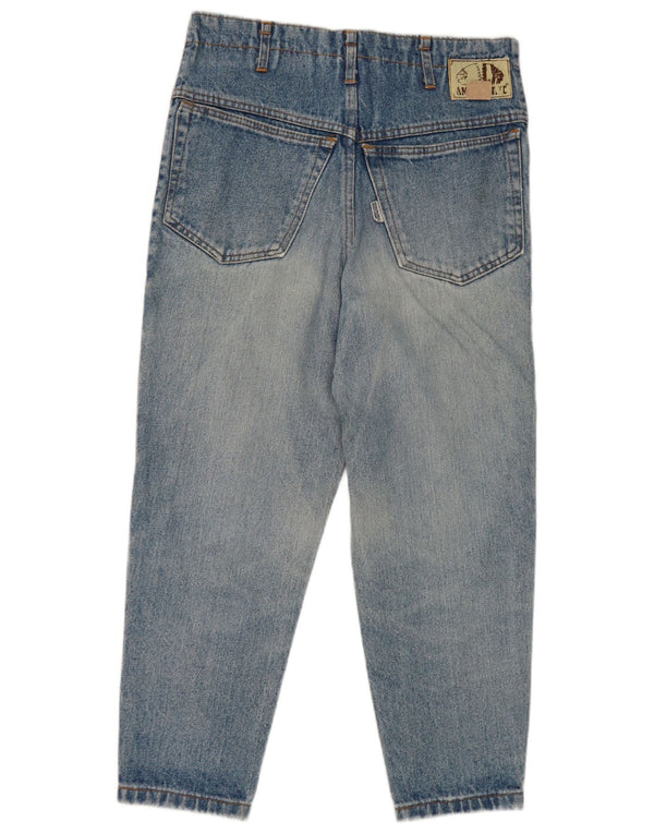 Calça jeans feminina Americanino cintura alta cortada pequena W28 L23 algodão azul