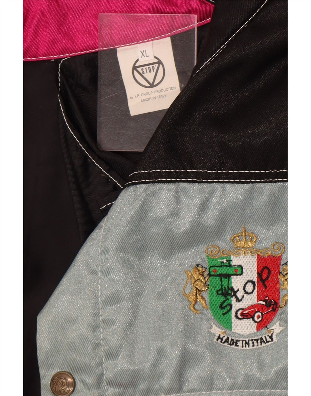 Jaqueta utilitária masculina vintage UK 42 XL rosa colorblock poliamida