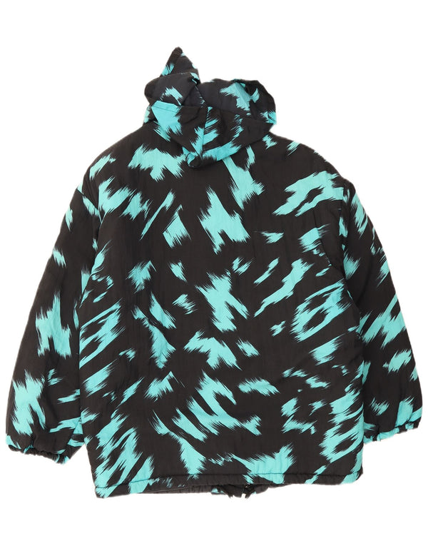 Jaqueta acolchoada com capuz feminina vintage UK 16 grande preto tie dye