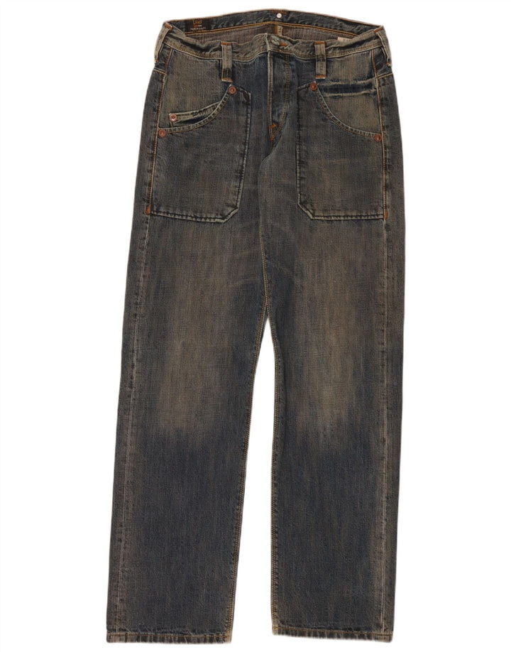 Lee Mens Straight Jeans W34 L34 Azul Algodão