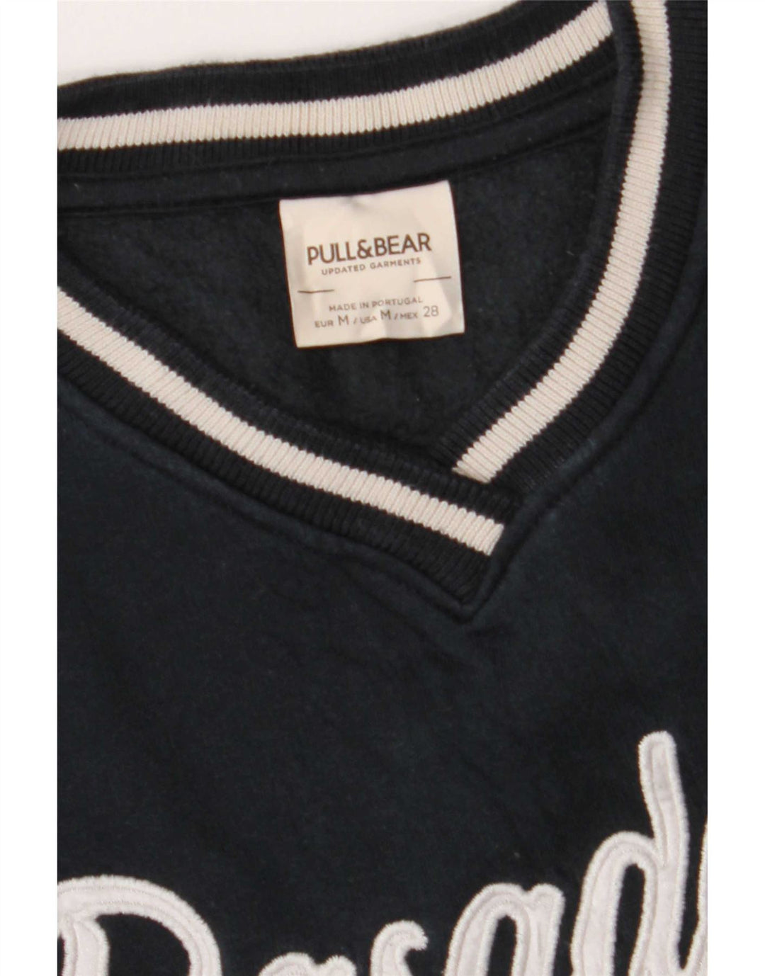 Pull & Bear Mens Pasadena Moletom Jumper Médio Azul Marinho Colorblock