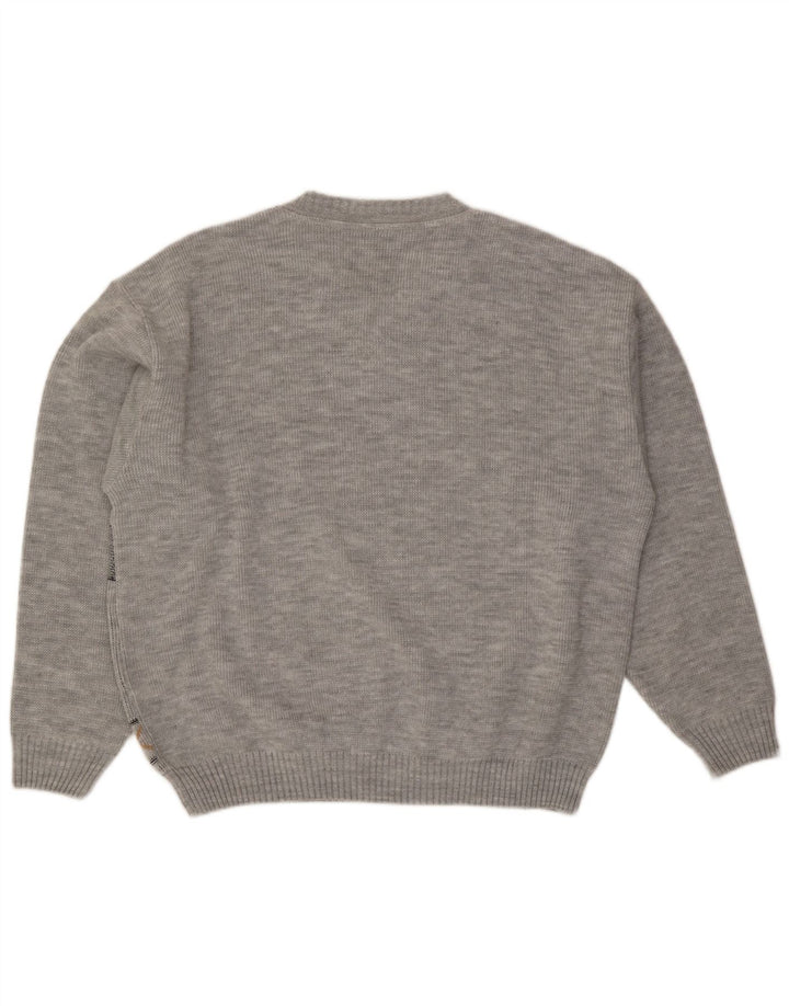 Suéter masculino VINTAGE com decote em V UK 46/48 2XL cinza Argyle/Diamante