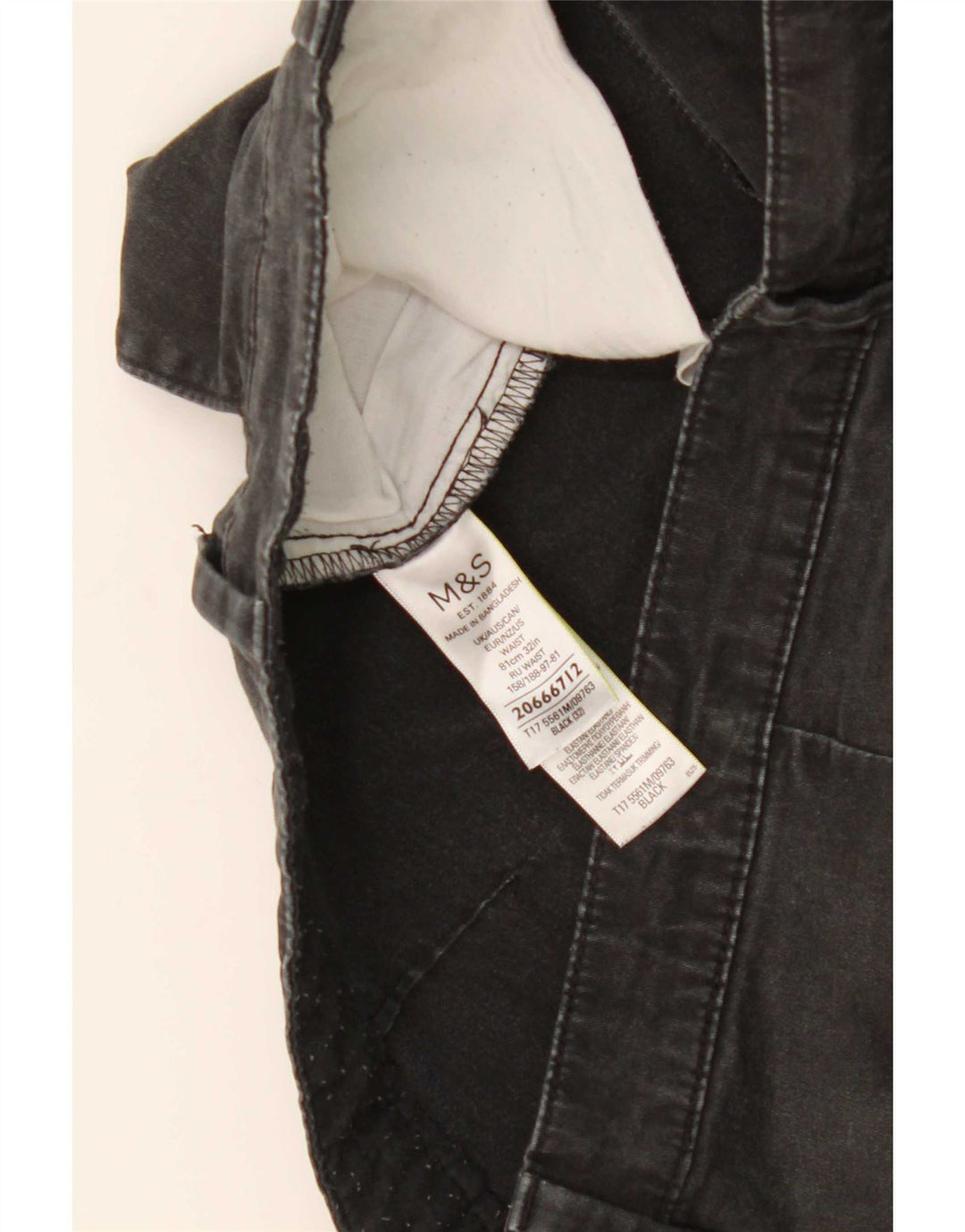 Shorts Chino Masculino Marks & Spencer W32 Médio Algodão Preto