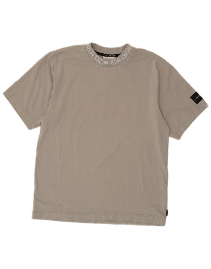 Camiseta masculina Calvin Klein com estampa gráfica cinza médio algodão