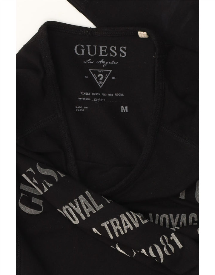 Guess Camiseta masculina gráfica manga comprida média preta