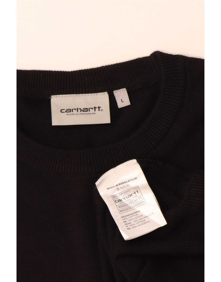 Suéter masculino Carhartt com gola redonda, grande algodão preto