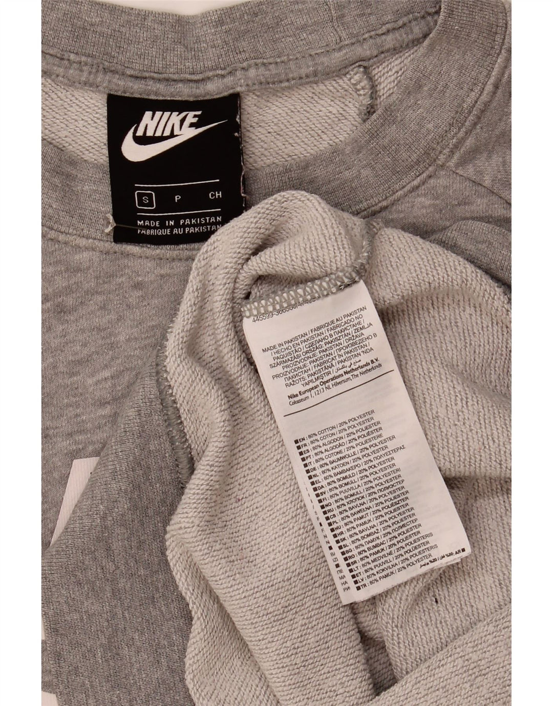 Nike feminino oversized gráfico moletom jumper UK 10 pequeno cinza manchado