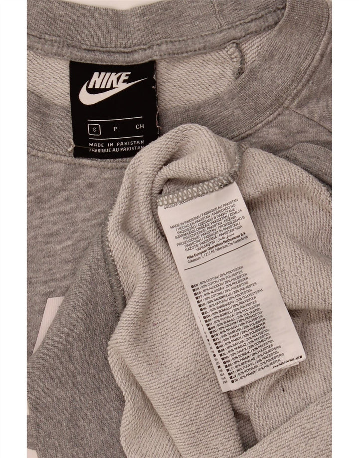 Nike feminino oversized gráfico moletom jumper UK 10 pequeno cinza manchado
