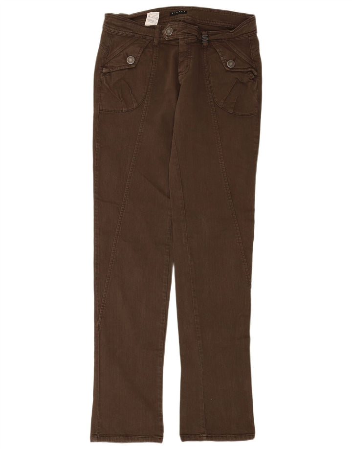 Jeans retos femininos Sisley IT 44 médio W30 L34 algodão marrom