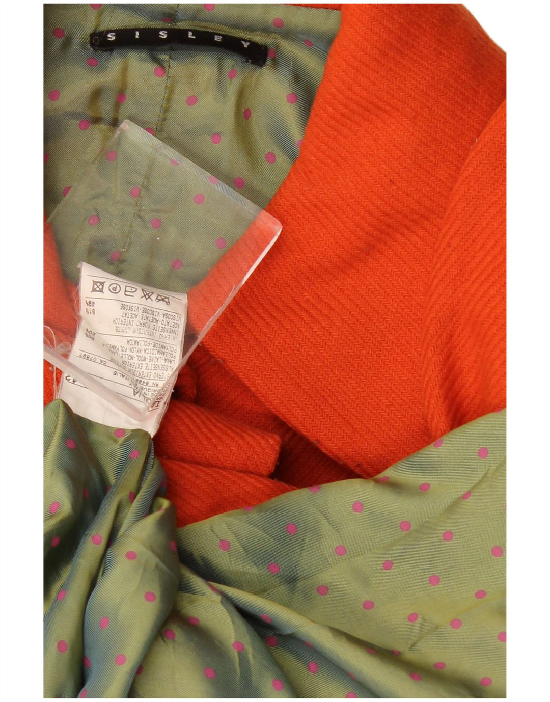 Sobretudo feminino SISLEY IT 42 lã laranja médio