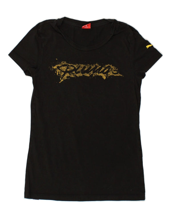 Camiseta feminina PUMA com estampa gráfica UK 8 pequena algodão preto