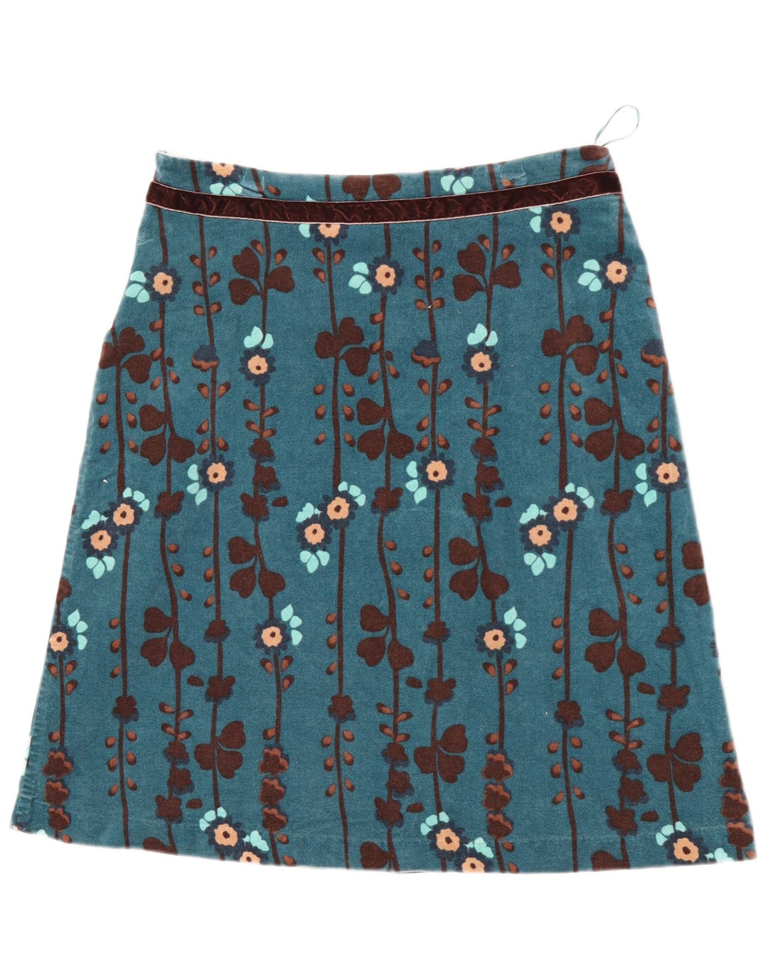 Saia evasê feminina White Stuff Reino Unido 12 médio W30 azul floral