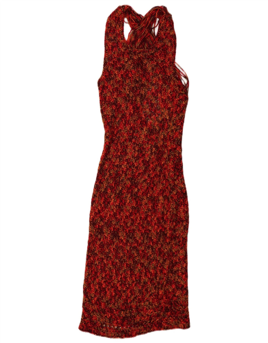 Vestido feminino vintage de malha bodycon UK 12 médio multicolorido manchado