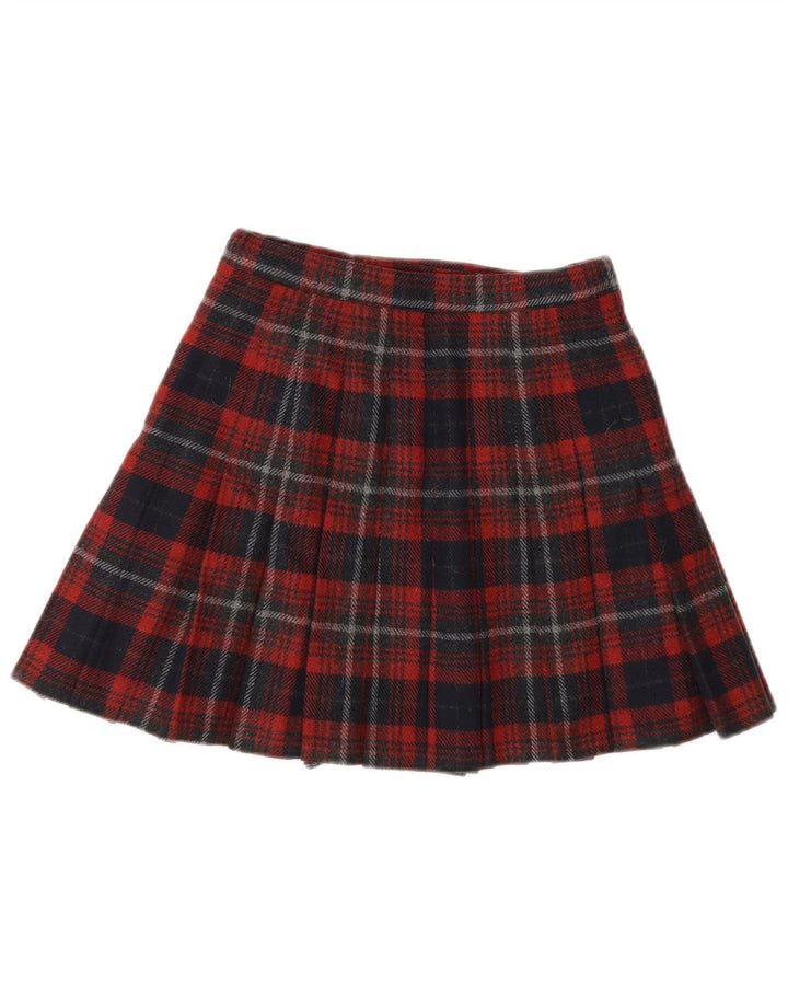 Mini saia feminina Stefanel IT 38 XS W22 lã xadrez vermelha