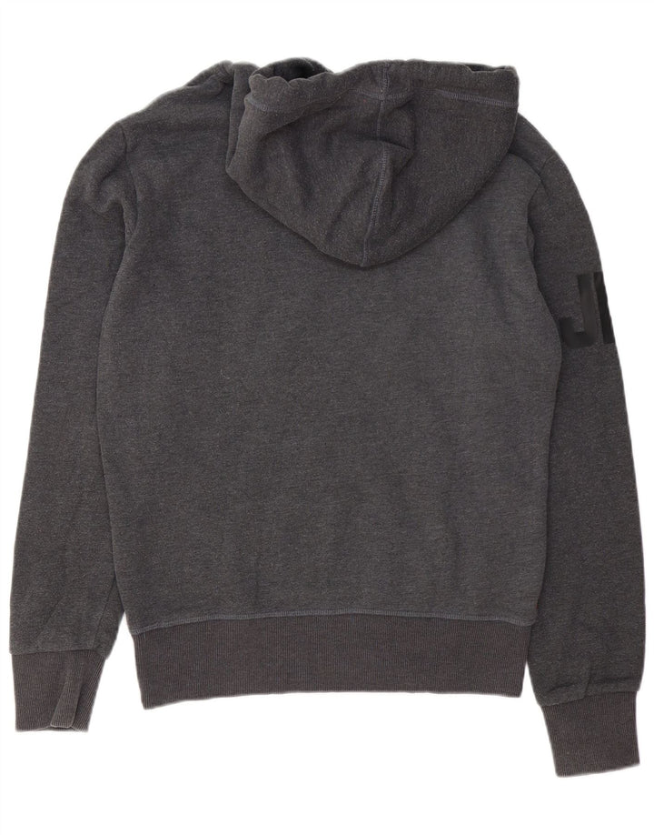 Suéter com capuz gráfico masculino Superdry pequeno algodão cinza