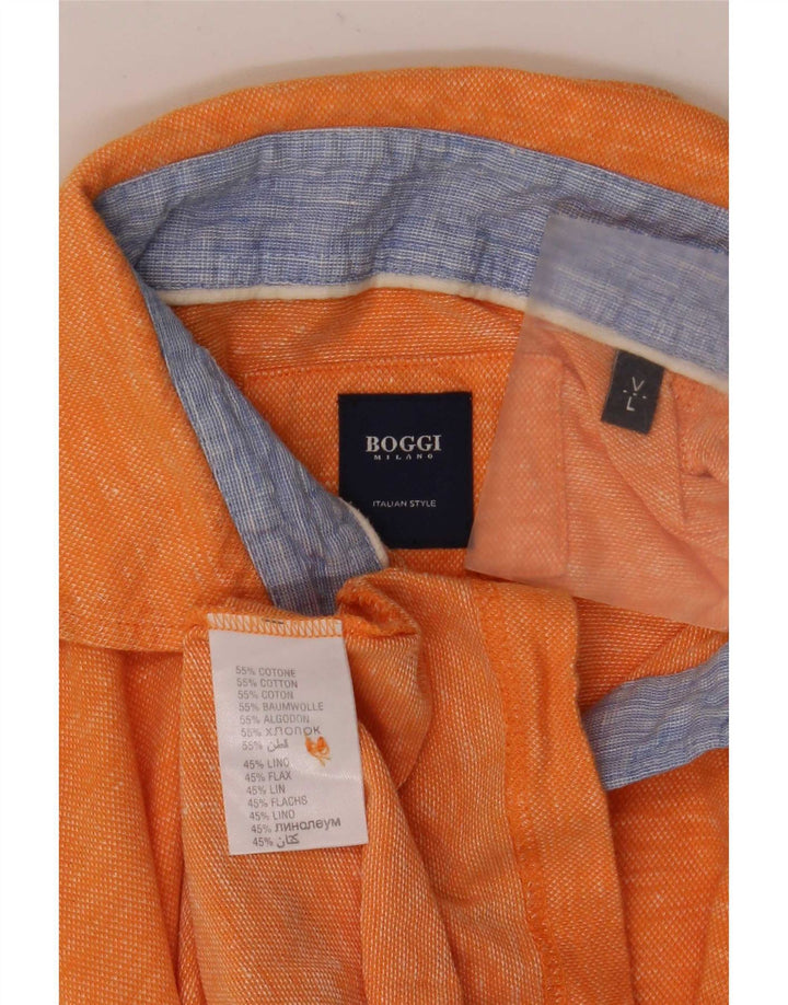 Camisa polo masculina Boggi grande algodão manchado laranja