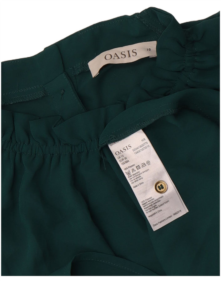 Blusa feminina sem mangas Oasis UK 10 poliéster verde pequeno