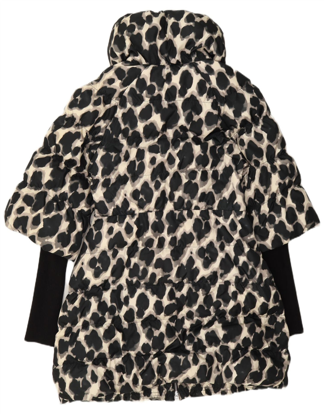 Casaco acolchoado feminino Karen Millen UK 12 poliéster preto médio com estampa animal