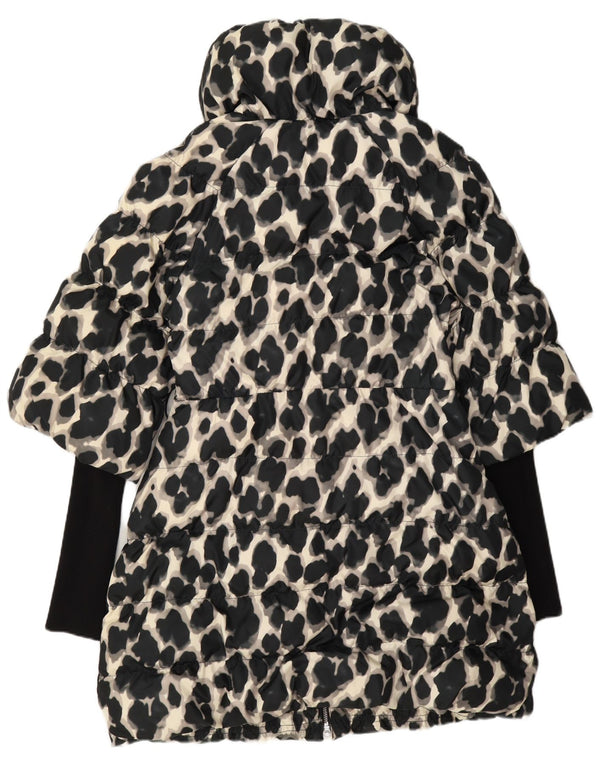 Casaco acolchoado feminino Karen Millen UK 12 poliéster preto médio com estampa animal
