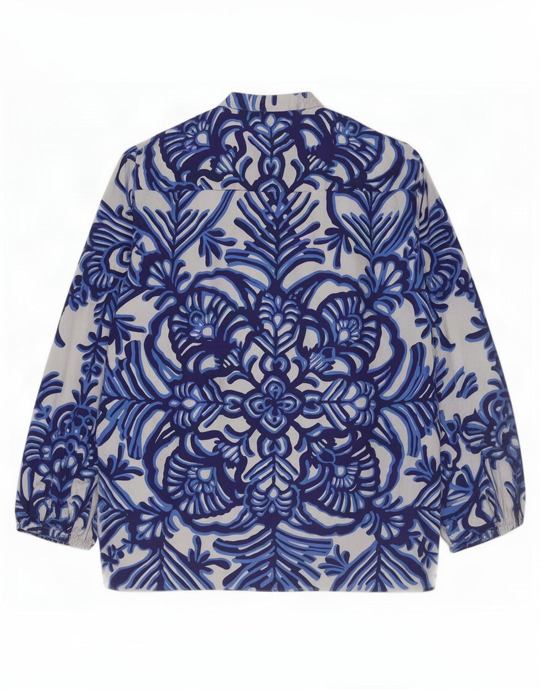 Blusa feminina Zara Top UK 16 grande cinza floral