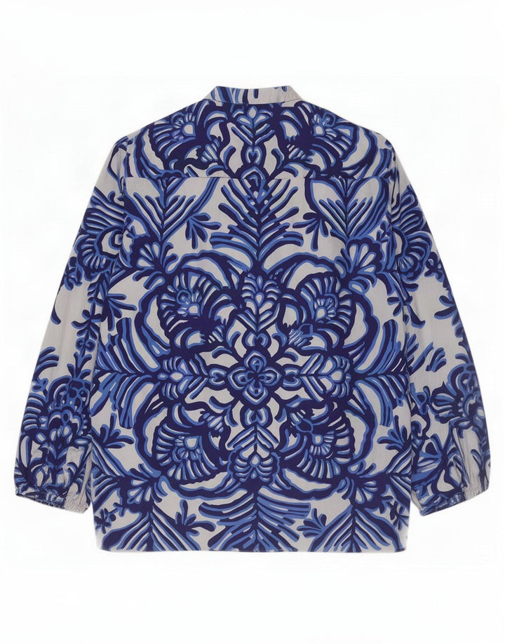 Blusa feminina Zara Top UK 16 grande cinza floral