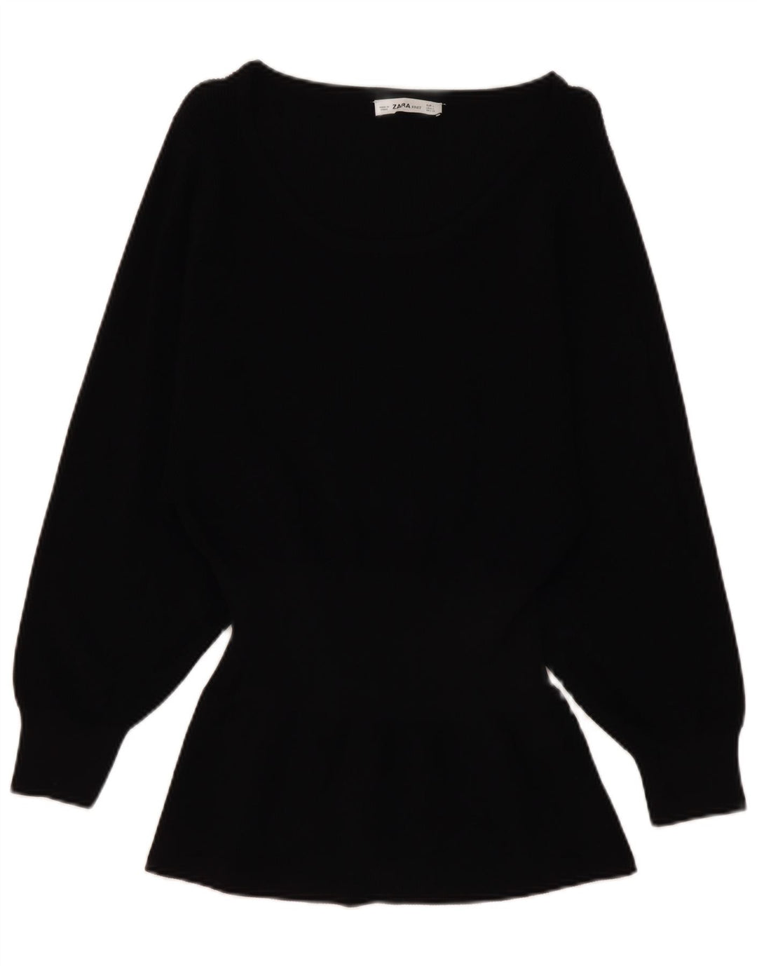 Top feminino Zara de manga comprida UK 14 grande viscose preta