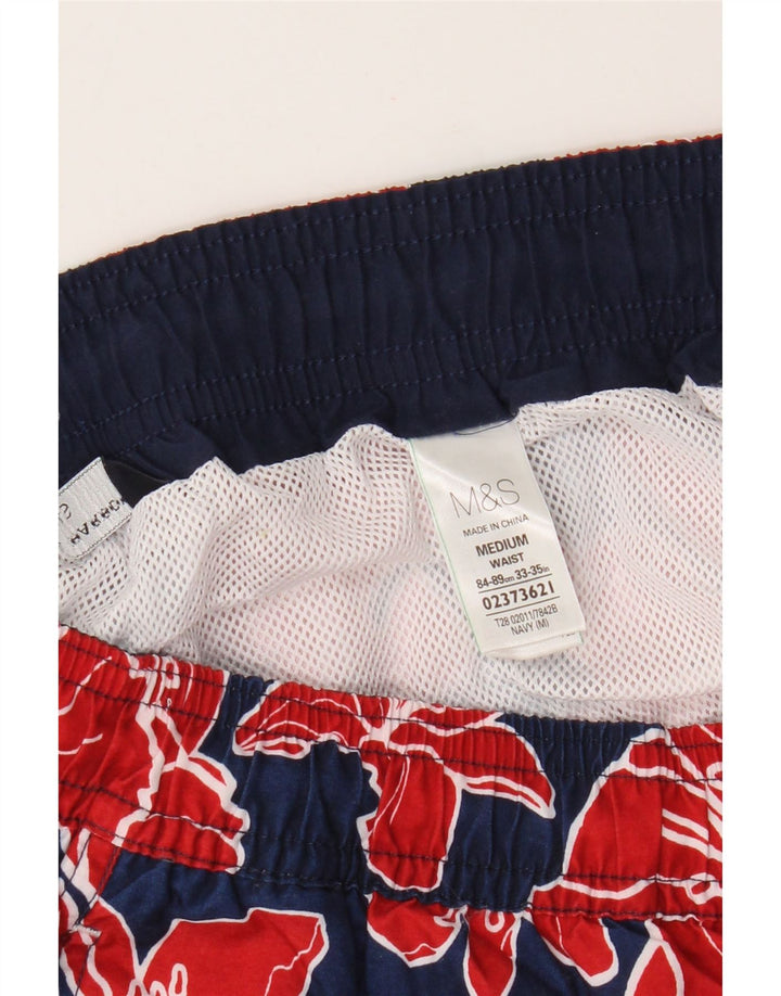 Shorts de natação masculino Marks & Spencer médio azul marinho floral poliéster