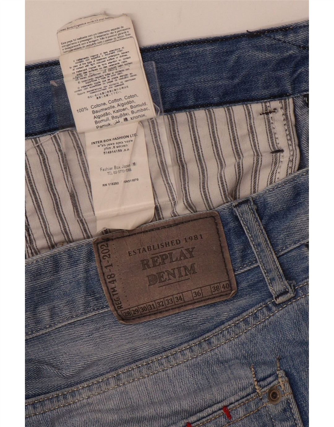 Replay Mens Straight Jeans W34 L32 Azul Algodão