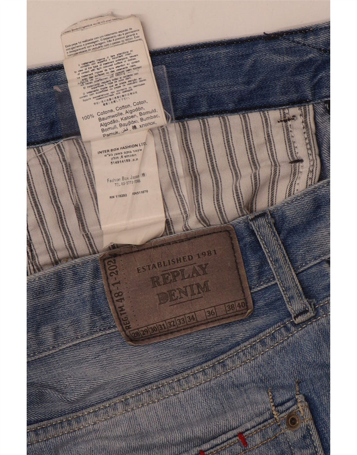 Replay Mens Straight Jeans W34 L32 Azul Algodão