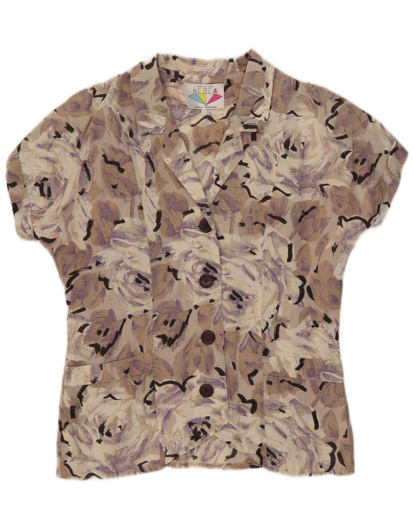 Blusa feminina vintage manga curta IT 42 média floral multicolorida