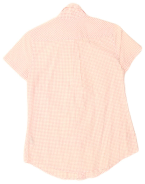 Camisa feminina de manga curta Tommy Hilfiger US 4 pequena rosa guingão