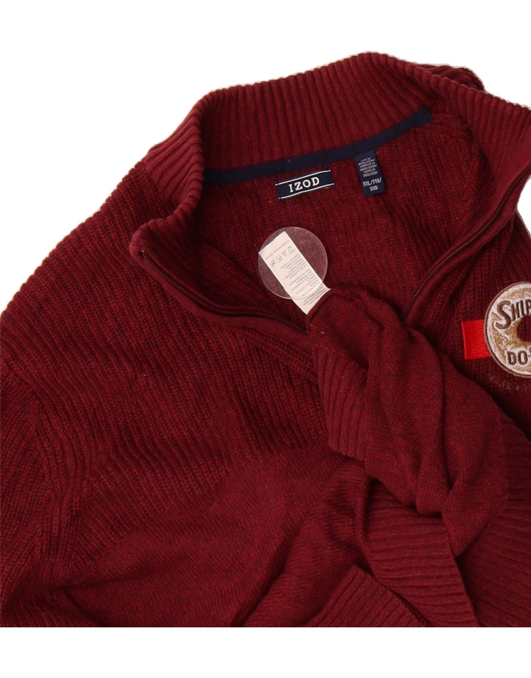 IZOD Mens Zip Neck Jumper Sweater 2XL Burgundy Cotton Vintage Izod and Second-Hand Izod from Messina Hembry 