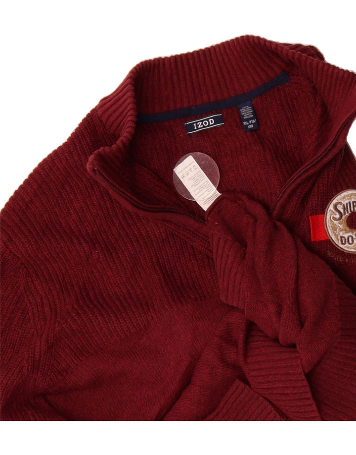 IZOD Mens Zip Neck Jumper Sweater 2XL Burgundy Cotton Vintage Izod and Second-Hand Izod from Messina Hembry 