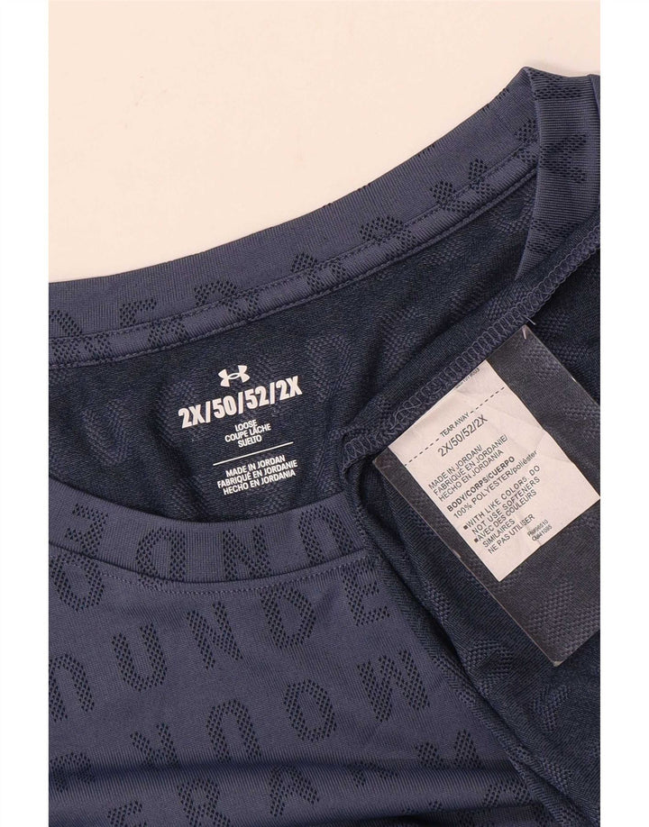 Camiseta gráfica masculina Under Armour Top 2XL poliéster azul marinho