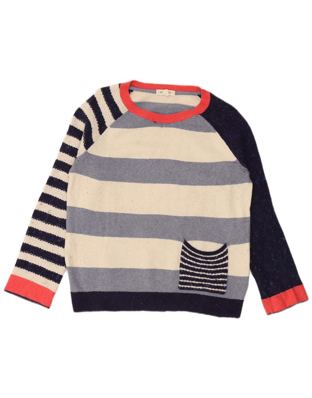 WHITE STUFF Suéter feminino com gola canoa Reino Unido 12 médio multicolorido