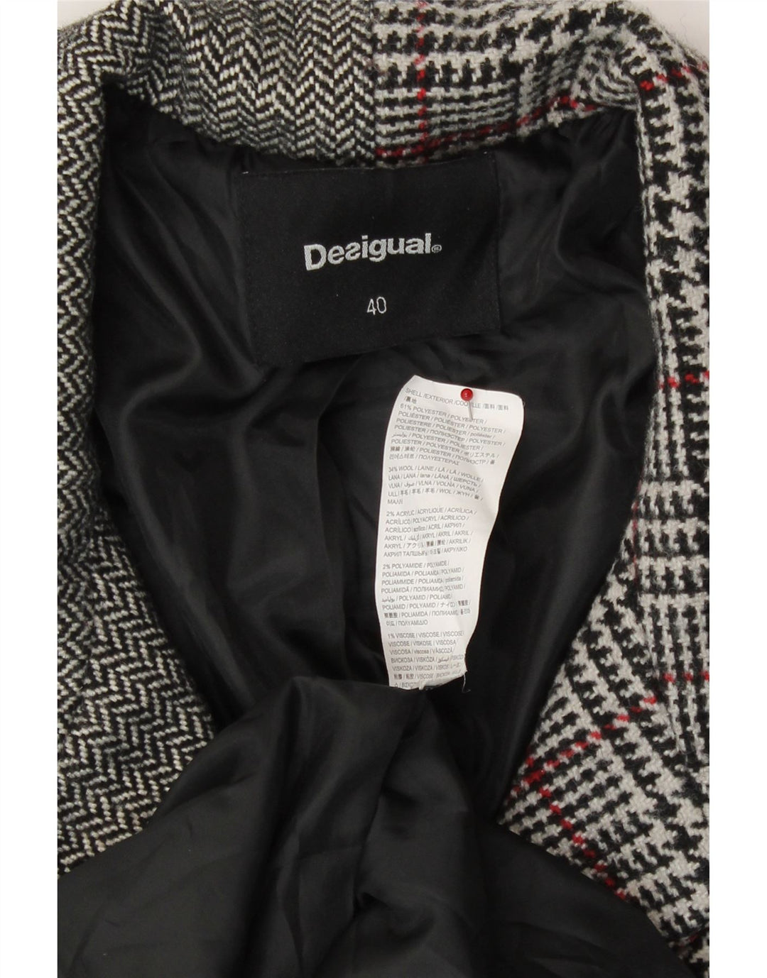 Sobretudo feminino Desigual EU 40 cinza médio patchwork poliéster