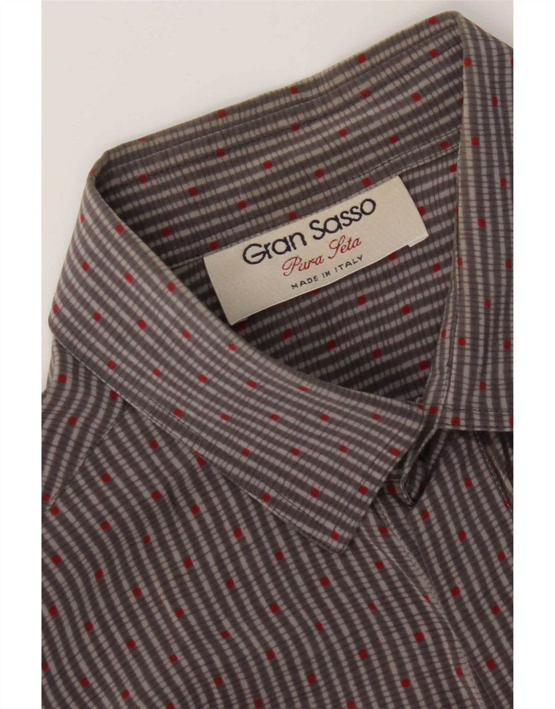 Camisa masculina de manga curta Gran Sasso XL cinza listrada de seda