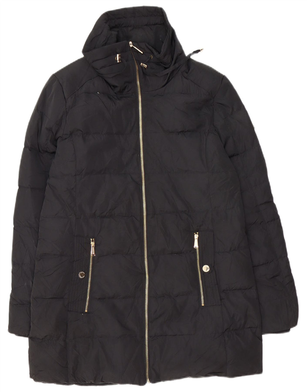 Casaco acolchoado grande Michael Kors feminino Reino Unido 10 pequeno poliéster preto