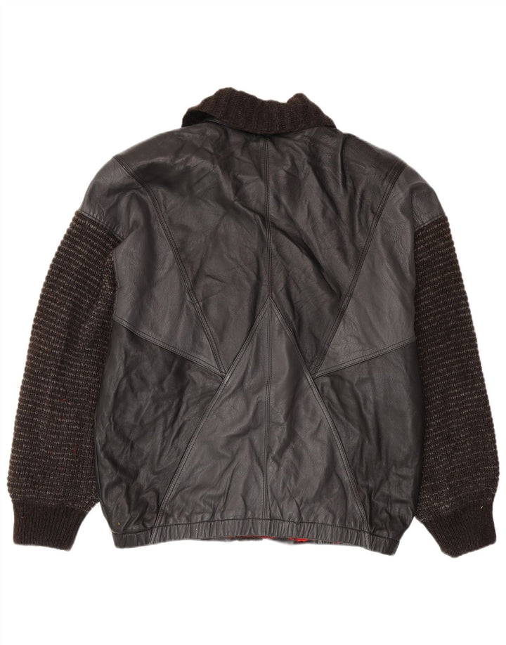 Jaqueta de couro masculina Bizzarro UK 40 grande preta