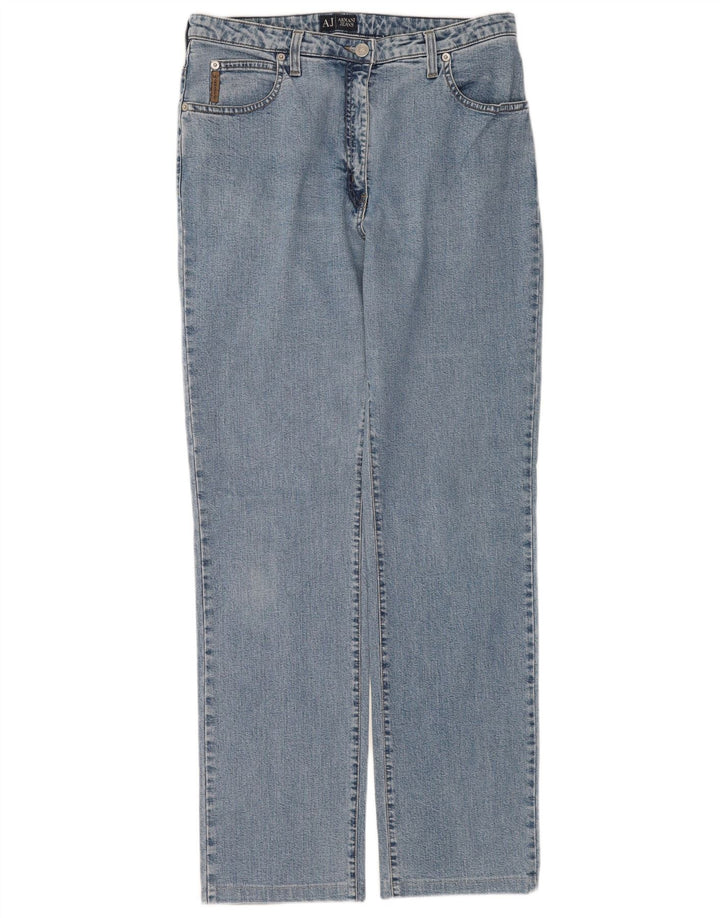 Armani feminino Indigo Straight Jeans W32 L32 Azul Algodão