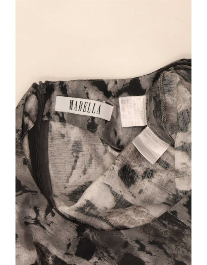 Vestido feminino Marella com bainha sem mangas com padrão abstrato Reino Unido 12 cinza médio