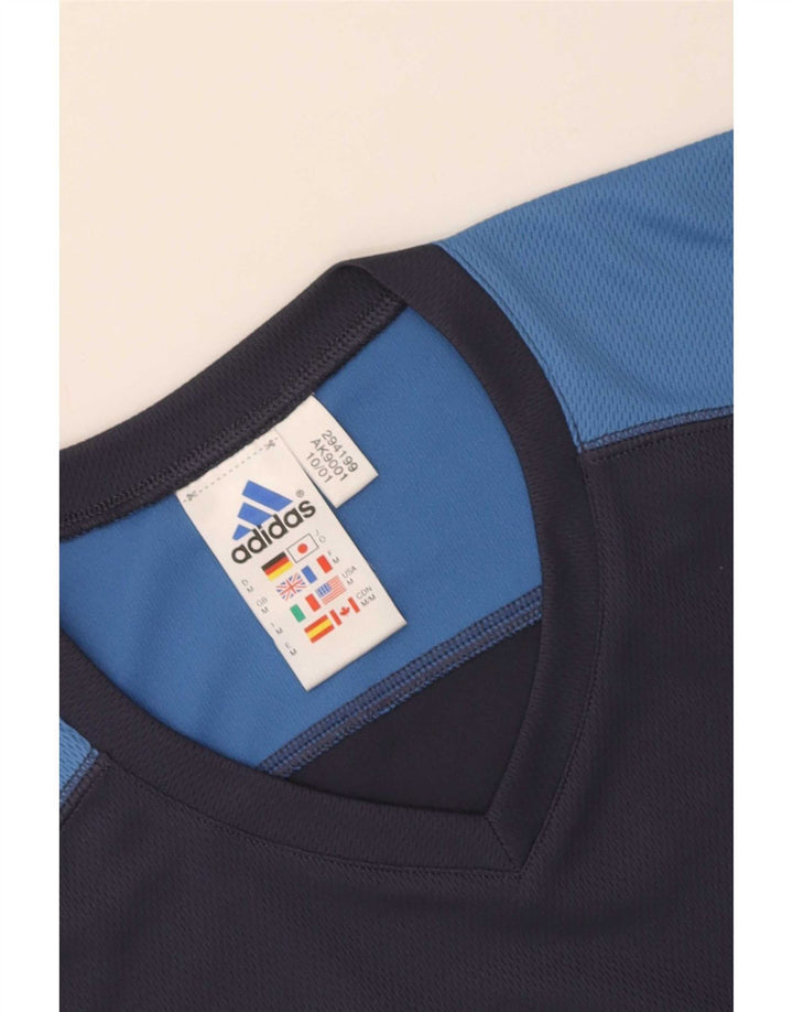 Adidas Mens Climalite Graphic Top Manga Longa Médio Azul Marinho Colorblock