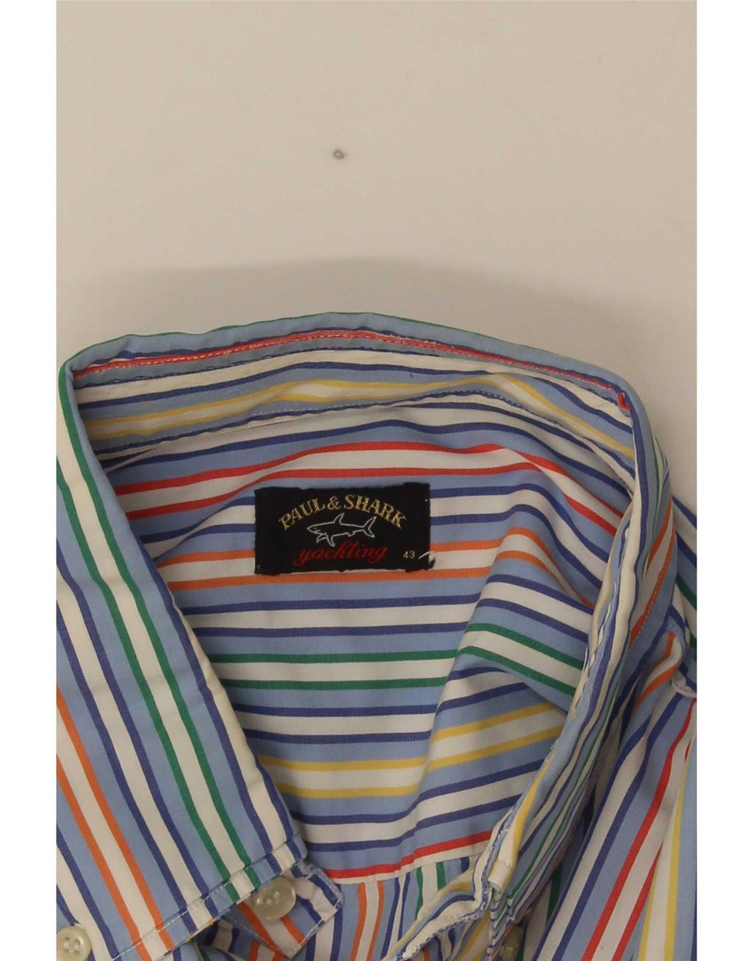 Camisa masculina de iate Paul & Shark tamanho 43 grande listrada multicolorida
