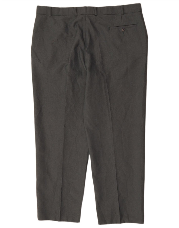 Calça chino reta masculina Marks & Spencer W40 L29 poliéster cinza