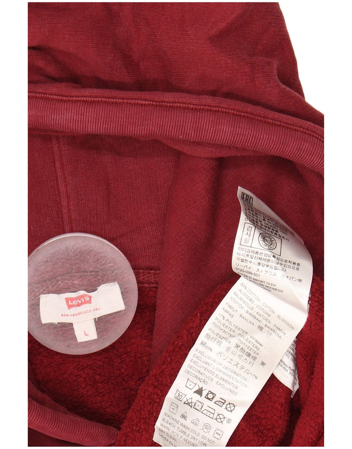 Suéter com capuz feminino LEVI'S Reino Unido 16 grande algodão Borgonha