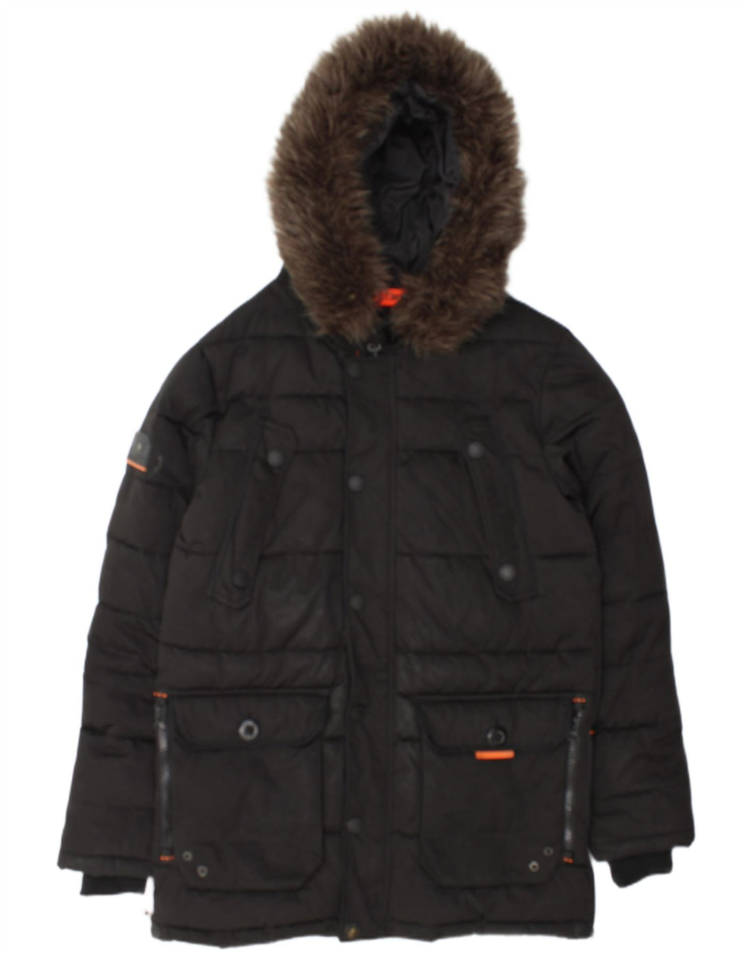 Jaqueta acolchoada com capuz masculina Superdry UK 38 poliéster preto médio