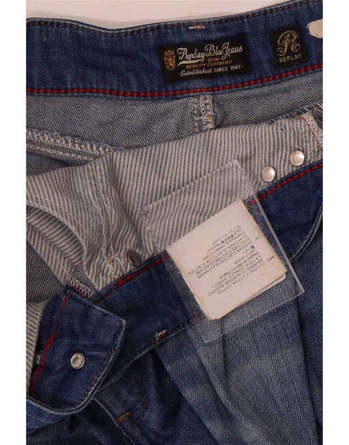 Replay Jeans Slim Feminino W30 L34 Azul Algodão